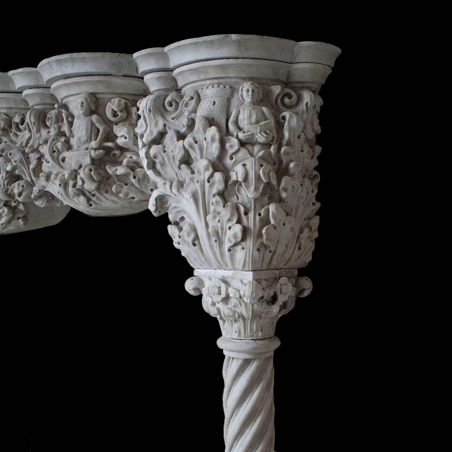 Gothic Antique Venetian Style Carrara Mantel