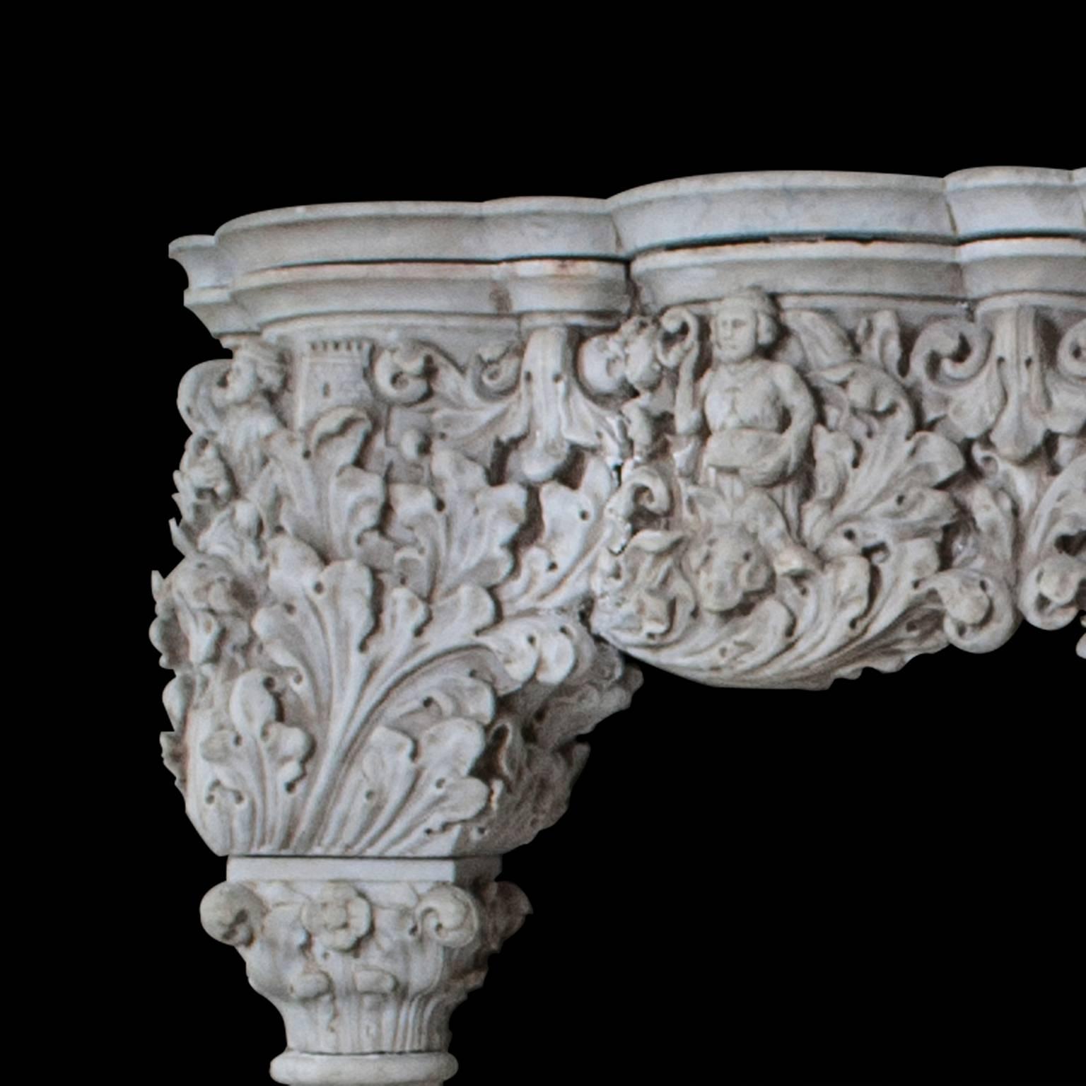 Italian Antique Venetian Style Carrara Mantel