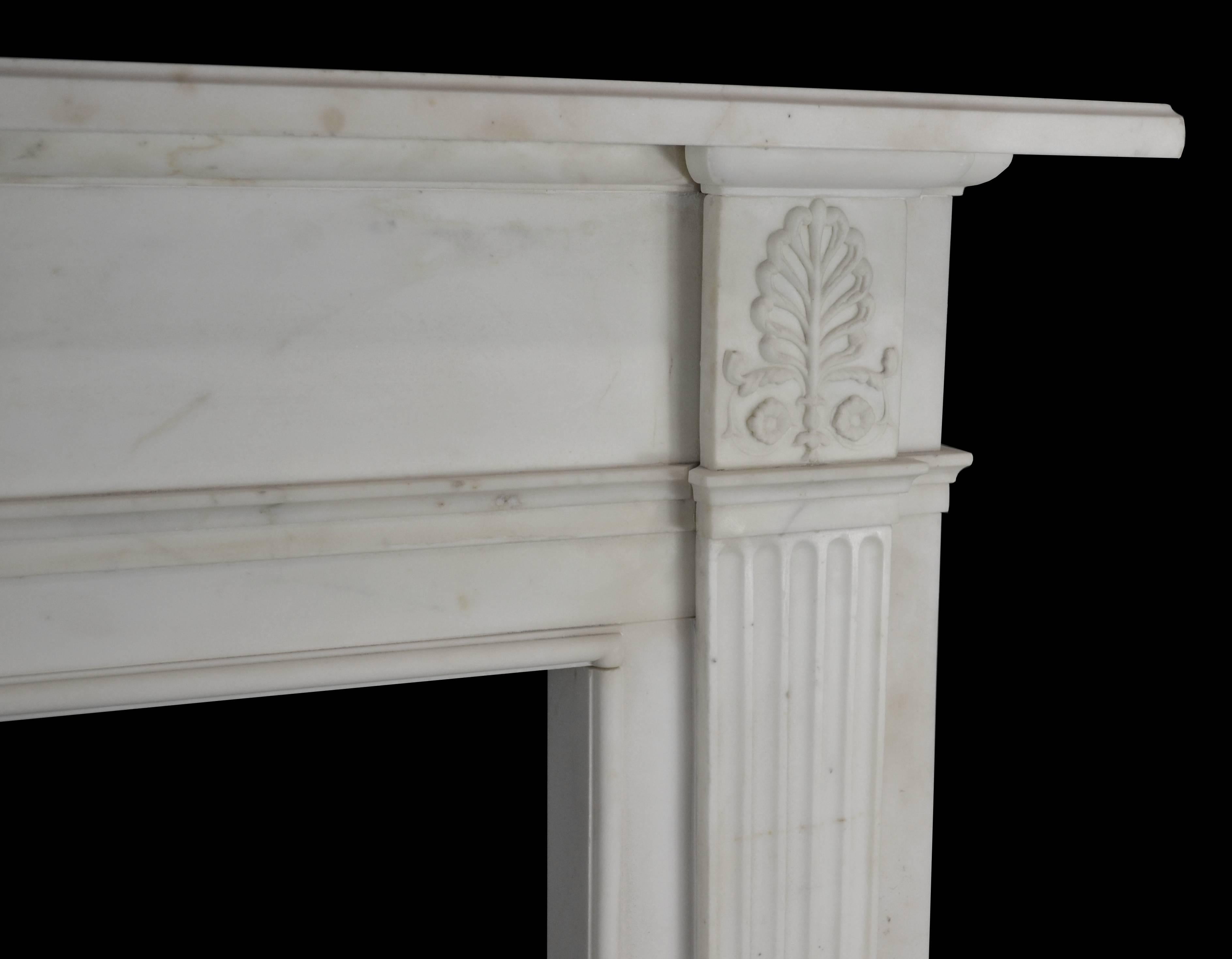 Carved 19th Century Neoclassical Statuary Marble Mantelpiece, 'GEO-ZE97' For Sale