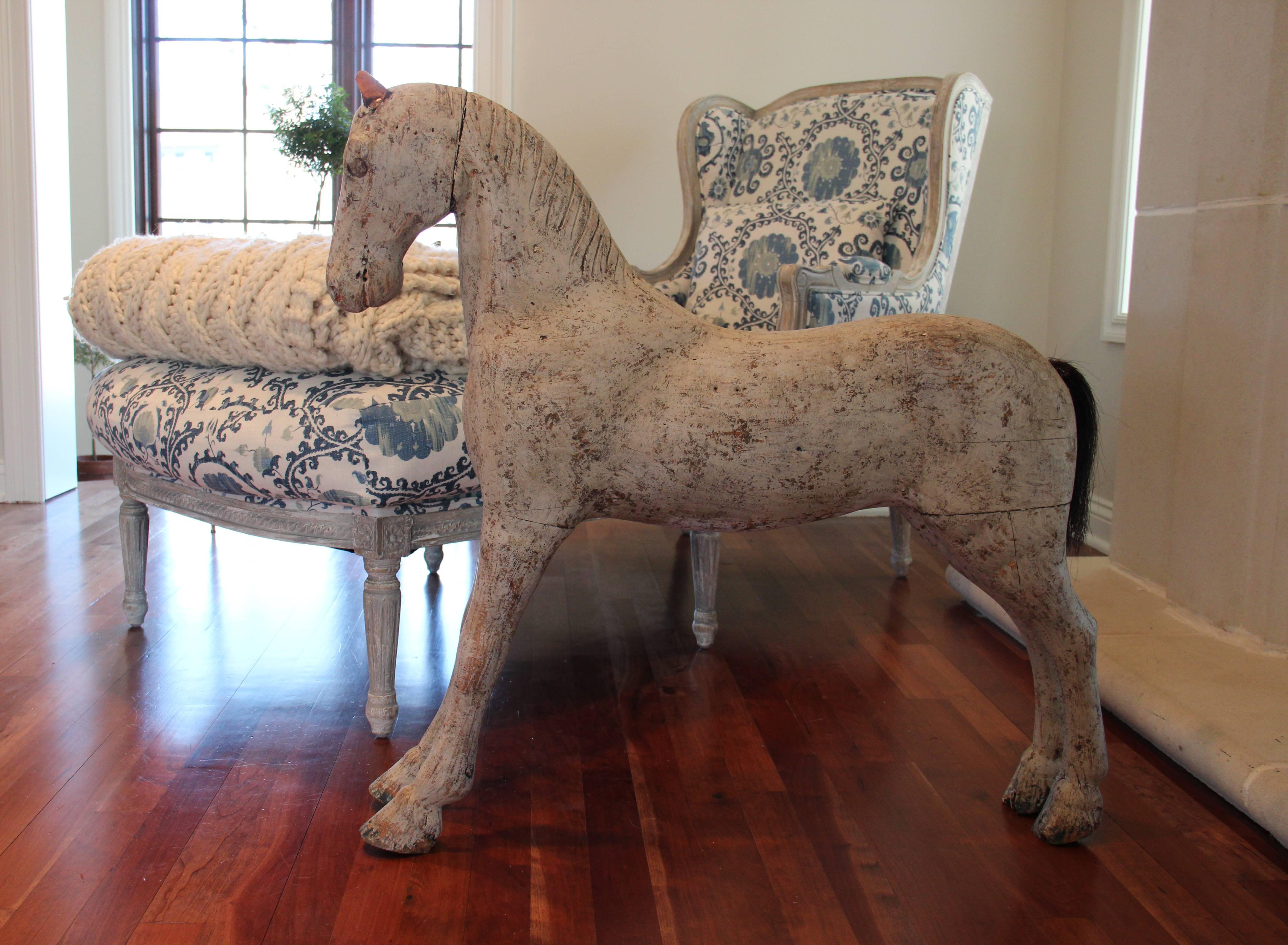 19th Century Swedish Wooden Toy Horse In Excellent Condition In Wichita, KS