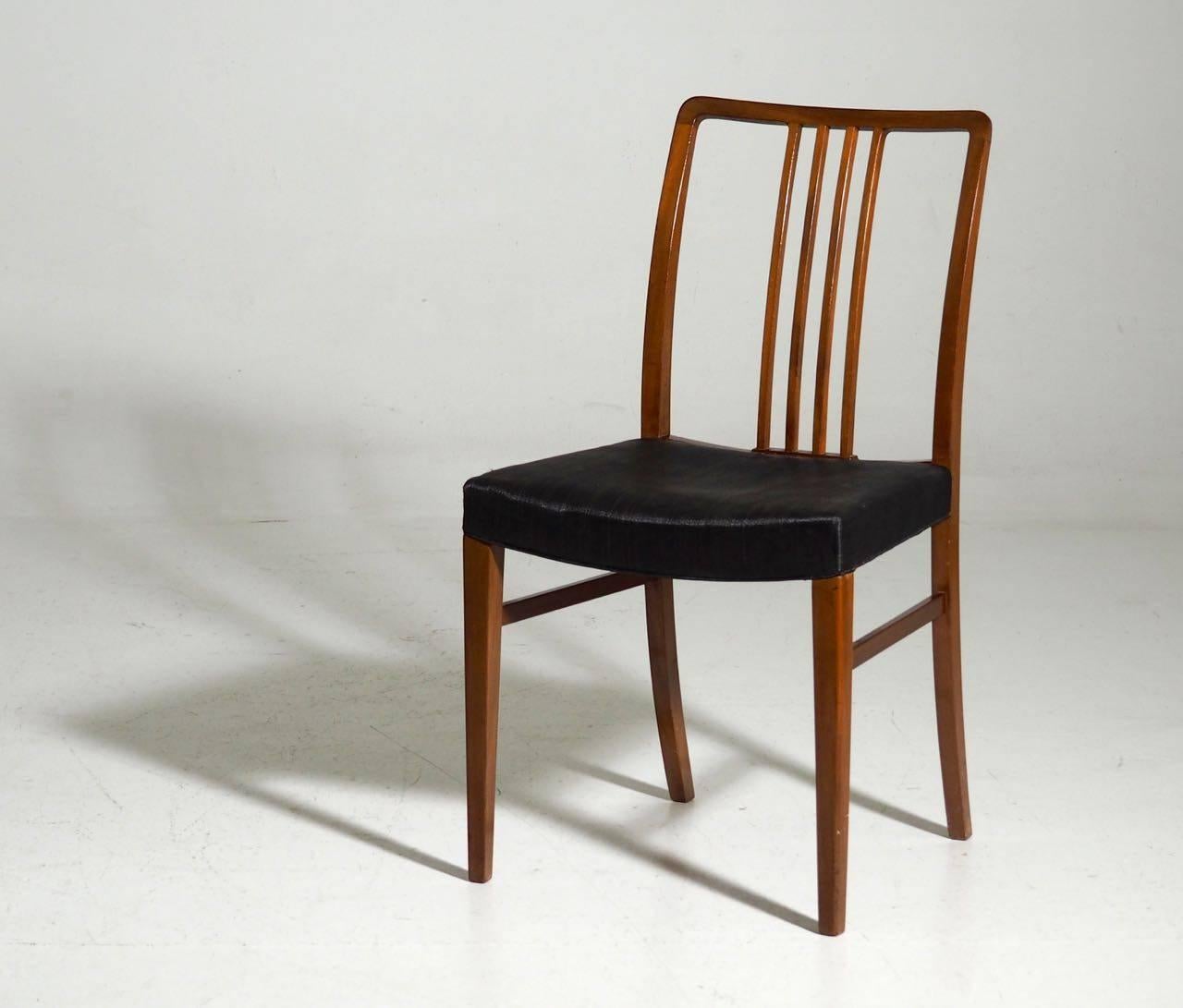 Danish Twelve Dining Chairs in Mahogany with Black Horsehair Seats, circa 1950