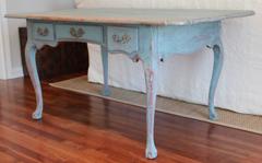 Antique Swedish Rococo Desk with Brass Hardware in Original Paint, 19th Century