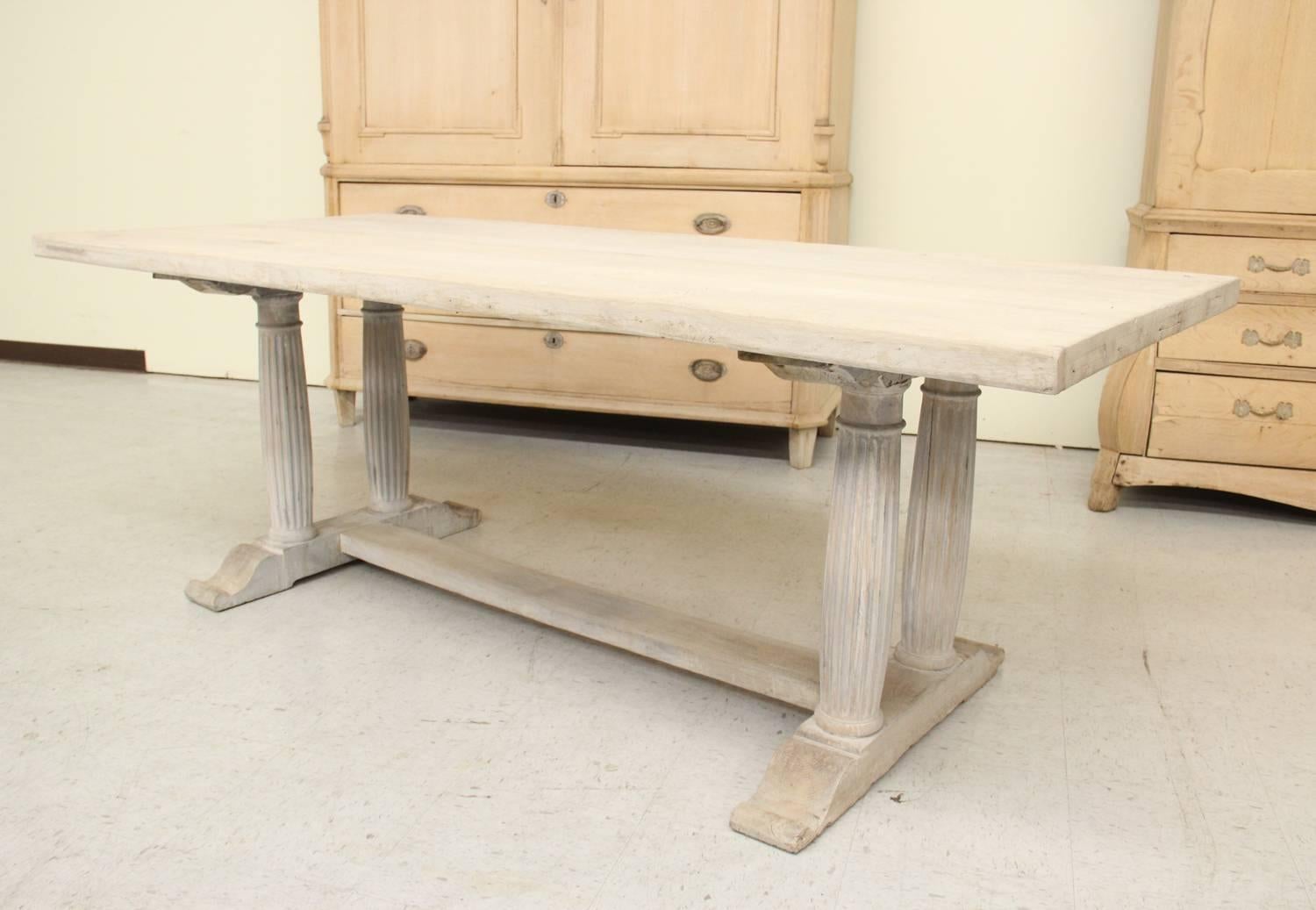19th Century French Painted Table with Reeded Gun Barrel Legs 4