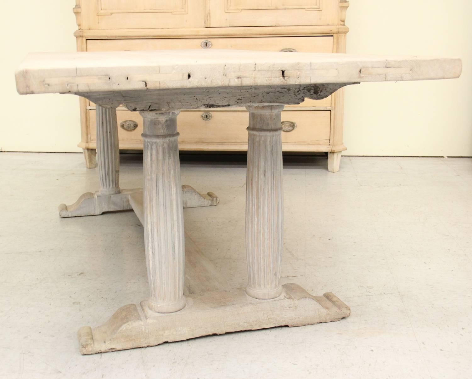 19th Century French Painted Table with Reeded Gun Barrel Legs 2