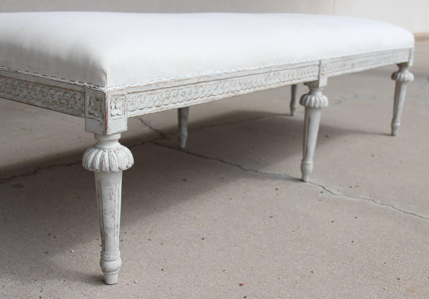 Swedish Gustavian Period Painted Long Footstool, 19th Century Antique 2