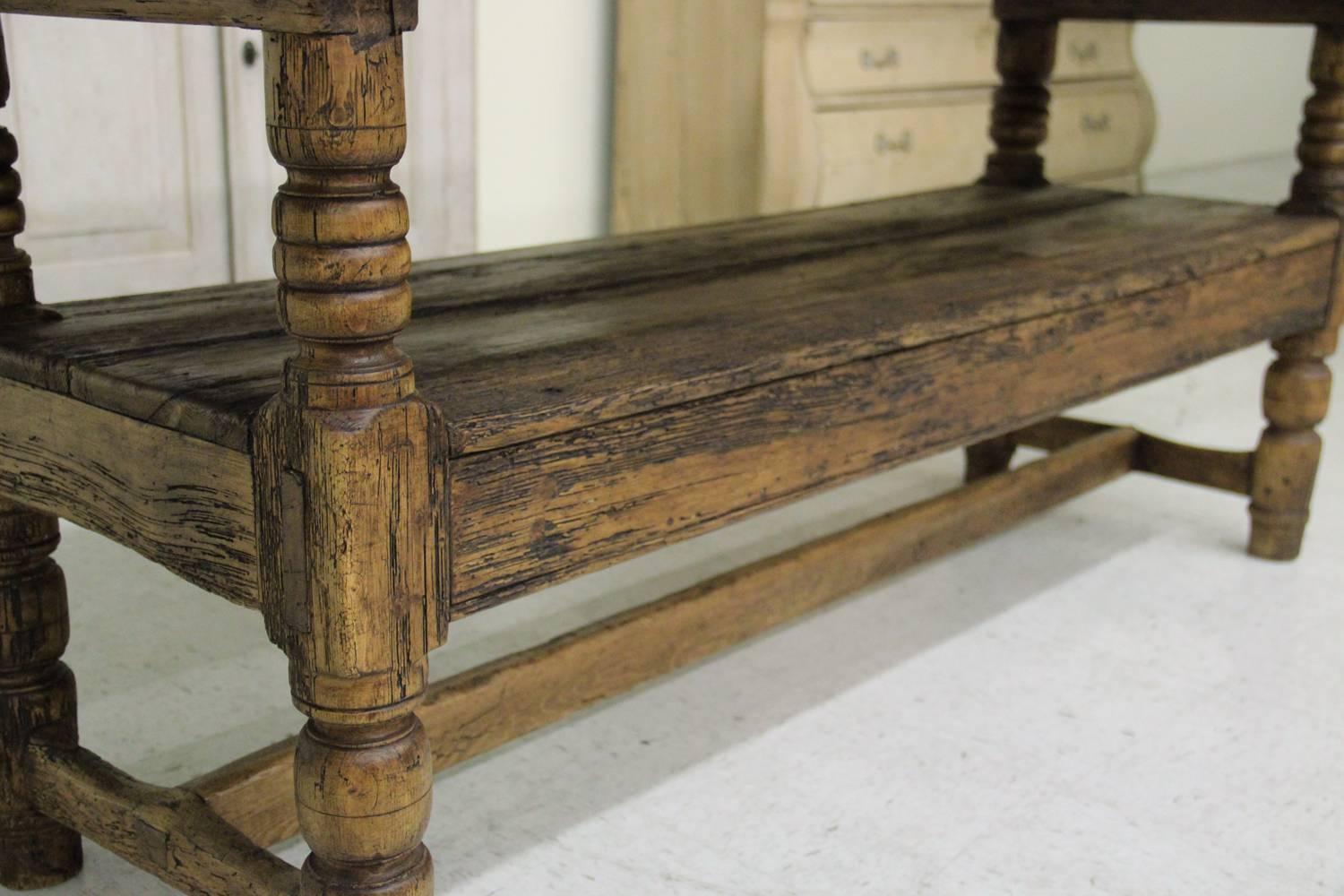 Spanish Provincial Antique Bishop's Bench as Console Table, 19th Century In Excellent Condition In Wichita, KS
