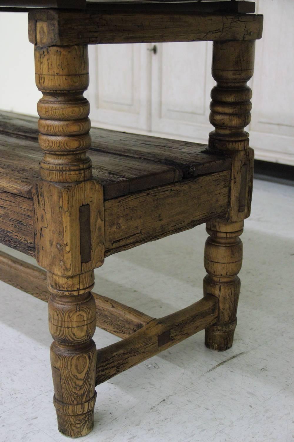 Spanish Provincial Antique Bishop's Bench as Console Table, 19th Century 2
