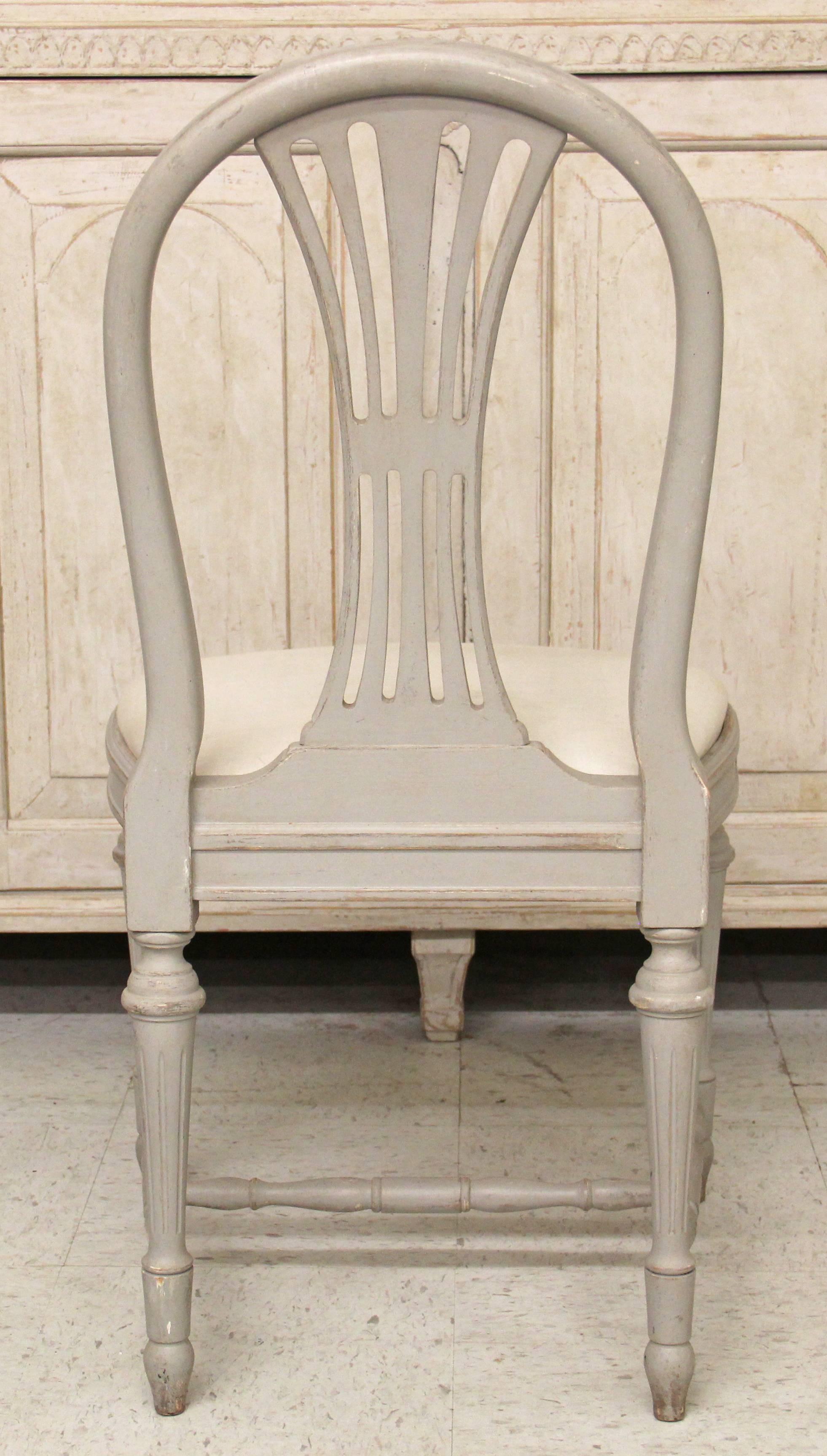 Set of Six Swedish Gustavian Style Painted Wood Side Chairs 2