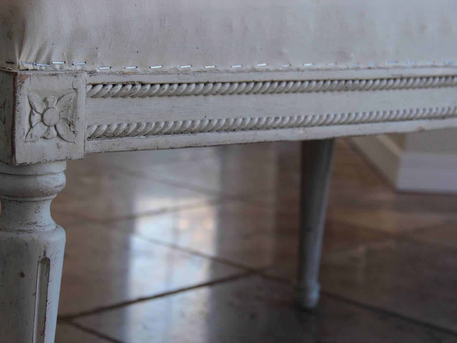 Hand-Painted 19th Century Swedish Gustavian Period Painted Bench