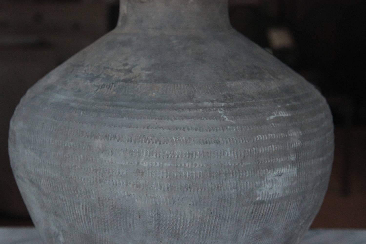 Chinese Han Dynasty Unglazed Vase Antique Table Lamp 2