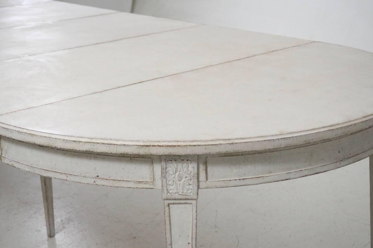 20th Century Swedish Gustavian Style Painted Extension Dining Table