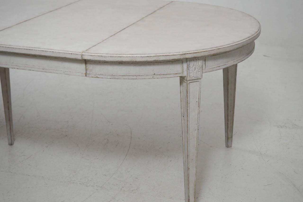 Swedish Gustavian Style Painted Extension Dining Table 1