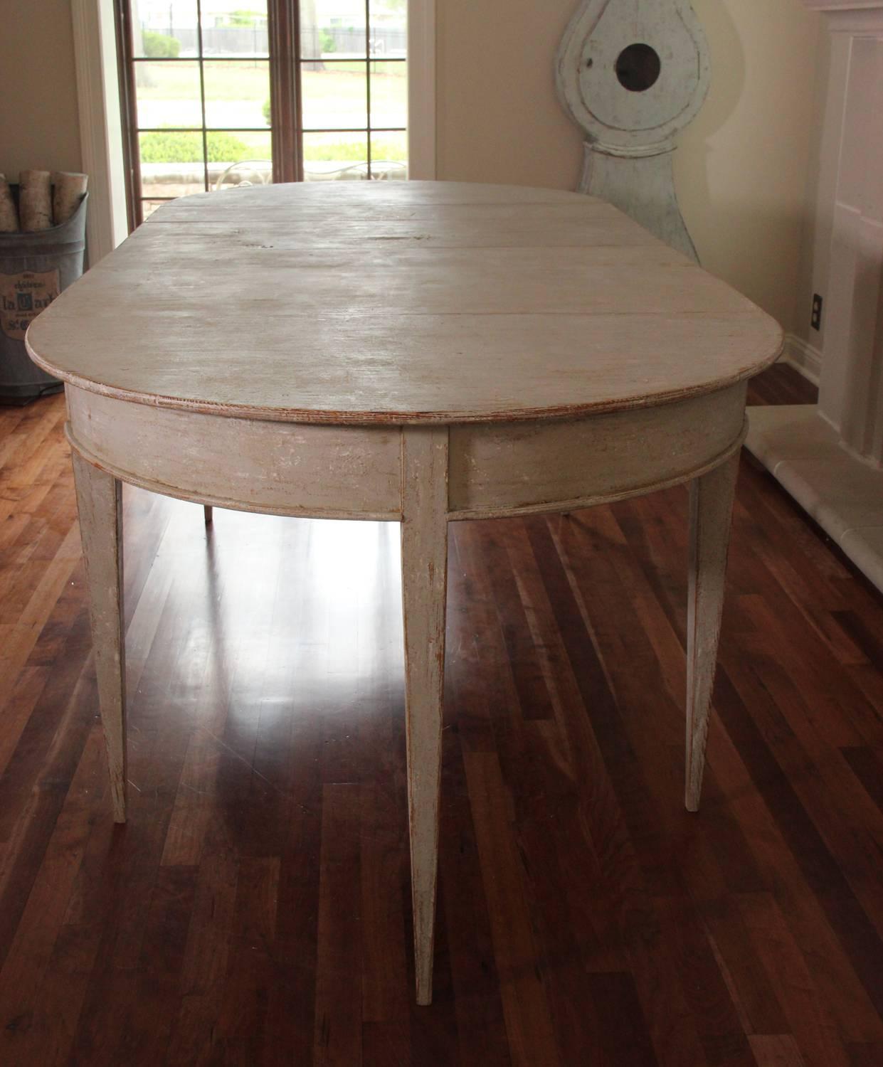 Hand-Painted 19th Century Swedish Gustavian Period Extension Dining Table