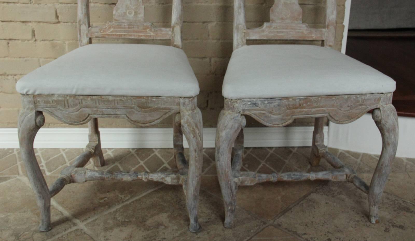 18th Century and Earlier 18th Century Pair of Swedish Rococo Period Side Chairs