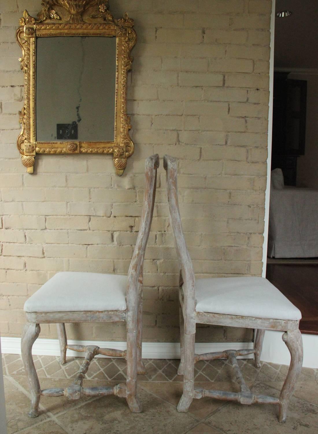 18th Century Pair of Swedish Rococo Period Side Chairs 3
