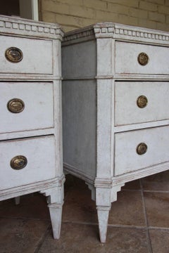 19th Century Pair of Swedish Painted Bedside Chests in the Gustavian Style