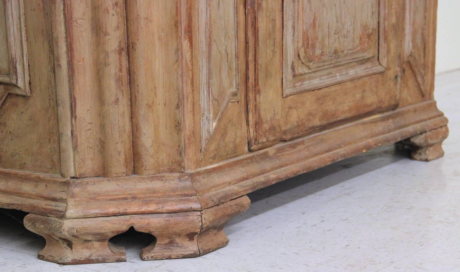 Wood 18th Century Swedish Period Baroque Two-Part Cabinet in Original Paint
