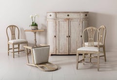 18th Century Swedish Period Gustavian Oval Back Side Chairs in Original Paint