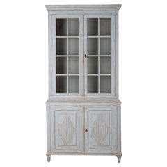 Swedish Painted Vitrine Cabinet, 19th c. Late Gustavian