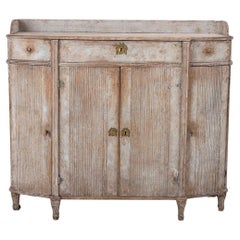 18th C. Swedish Gustavian Painted Demilune Buffet Cabinet with Reeded Doors