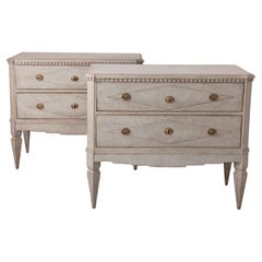 Antique Swedish Gustavian Style Pair of Painted Bedside Commodes