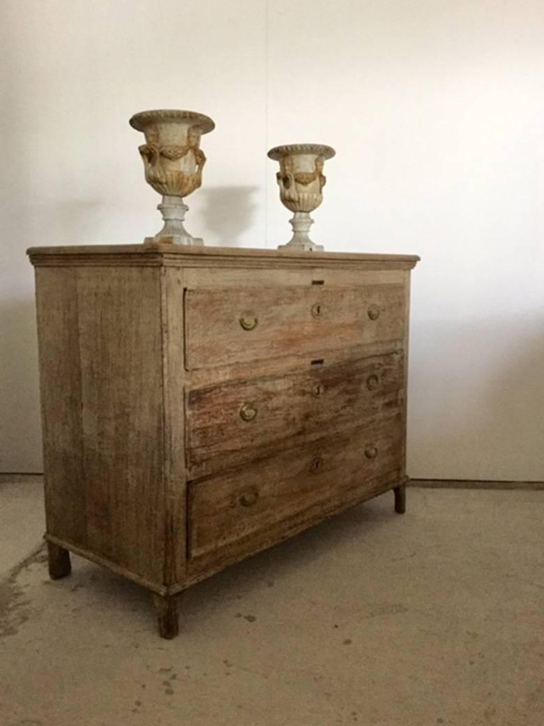 19th Century French Louis XVI Style Bleached Oak Chest of Drawers 7