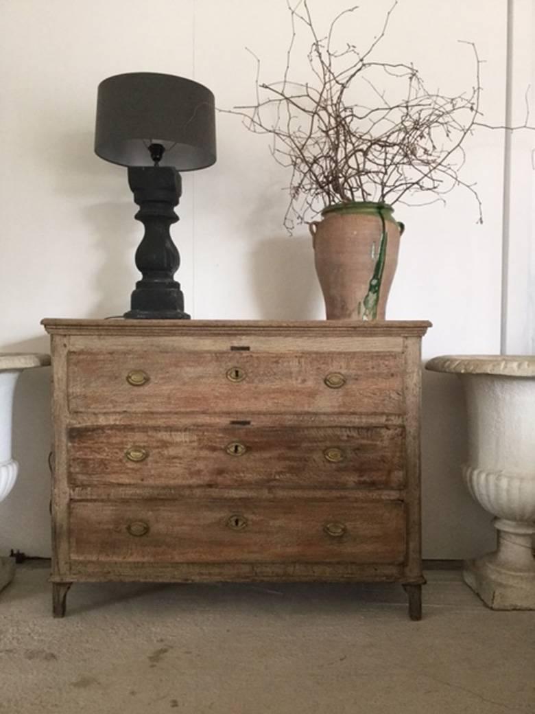 19th Century French Louis XVI Style Bleached Oak Chest of Drawers 4