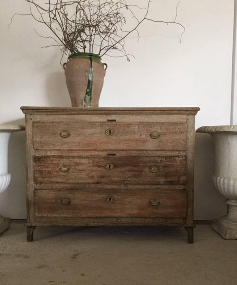 19th Century French Louis XVI Style Bleached Oak Chest of Drawers 5
