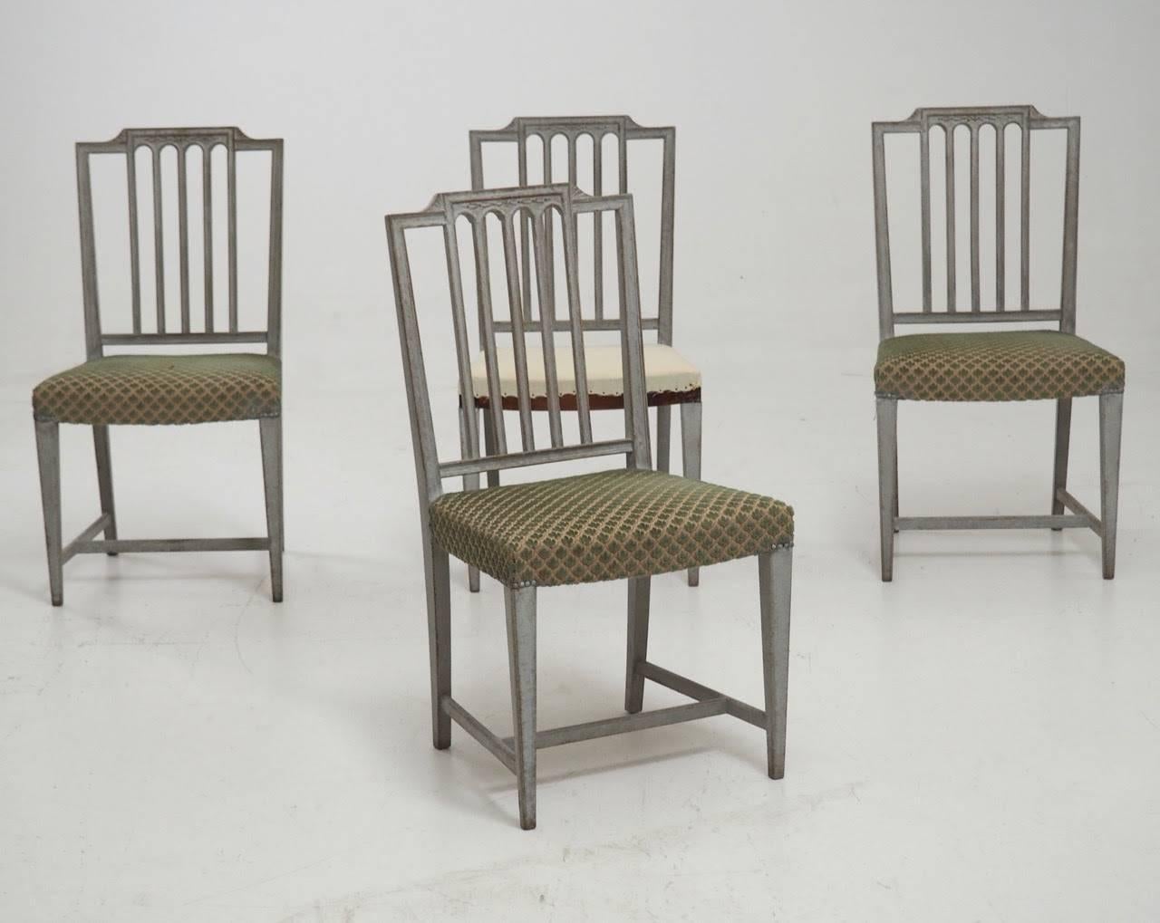 A set of four Swedish Gustavian Style side chairs.
