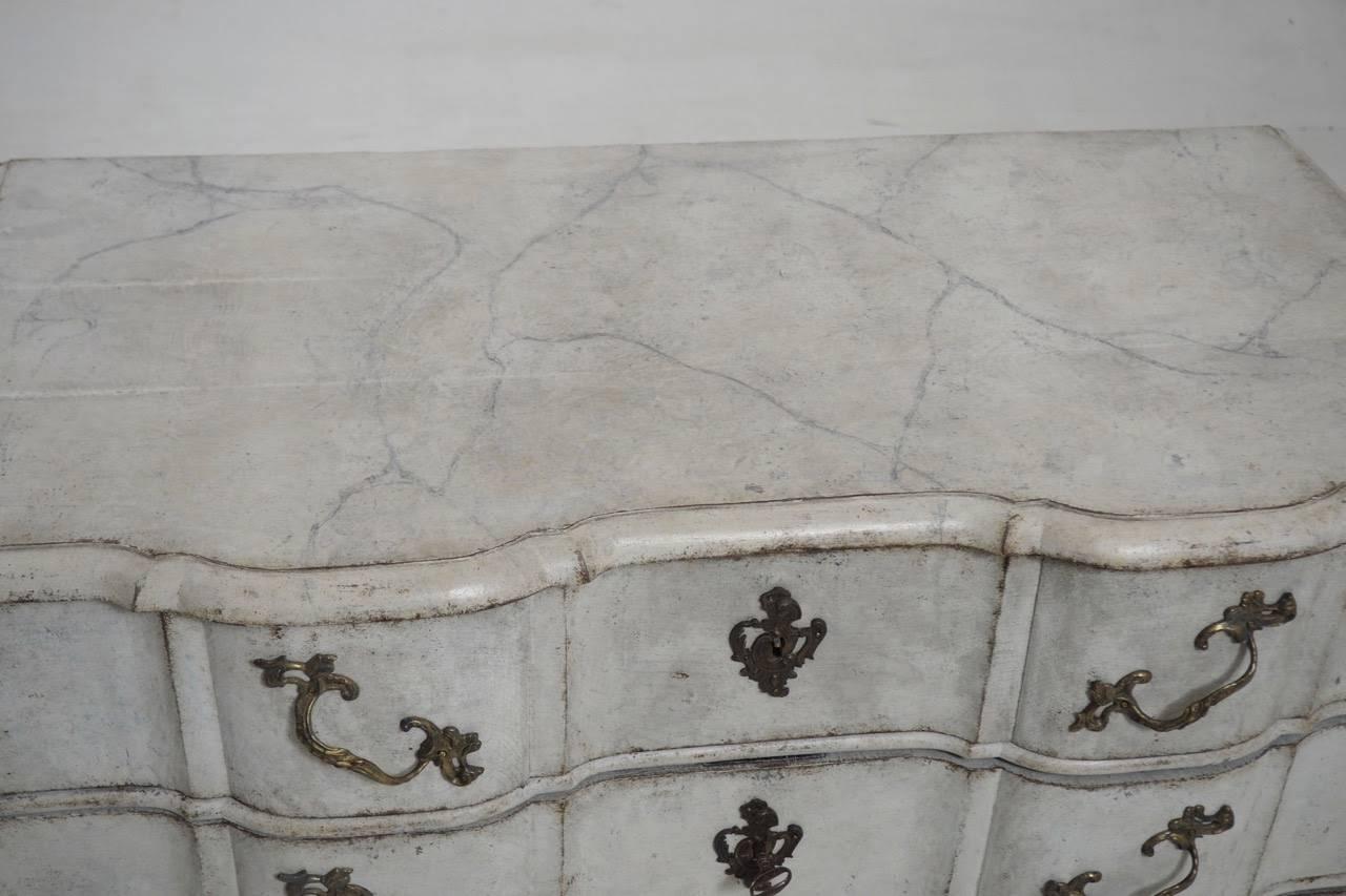 18th Century and Earlier 18th Century Scandinavian Baroque Period Chest with Marbleized Top