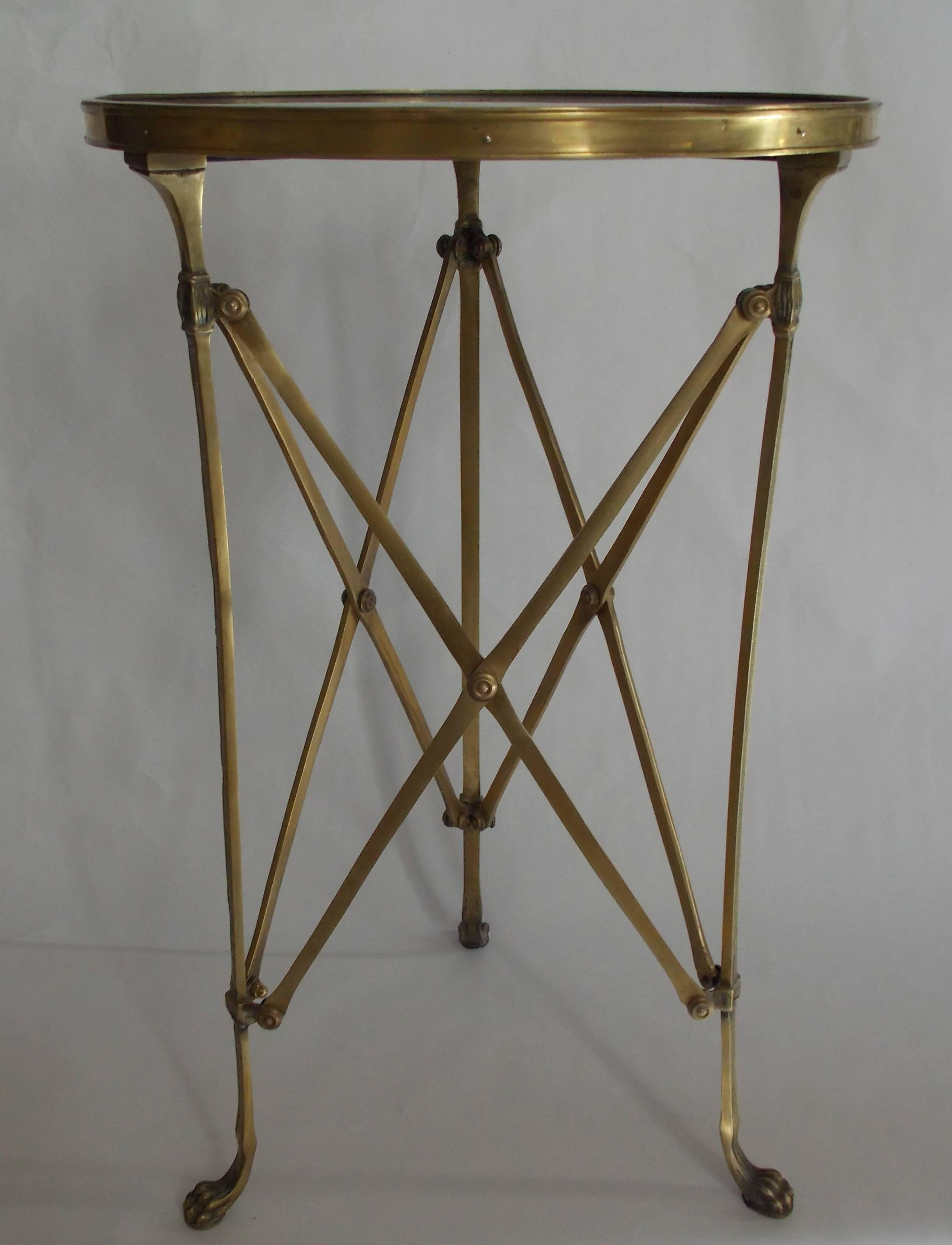 20th Century Pair of French Brass Neoclassical Gueridon Tables in the Jansen Manner