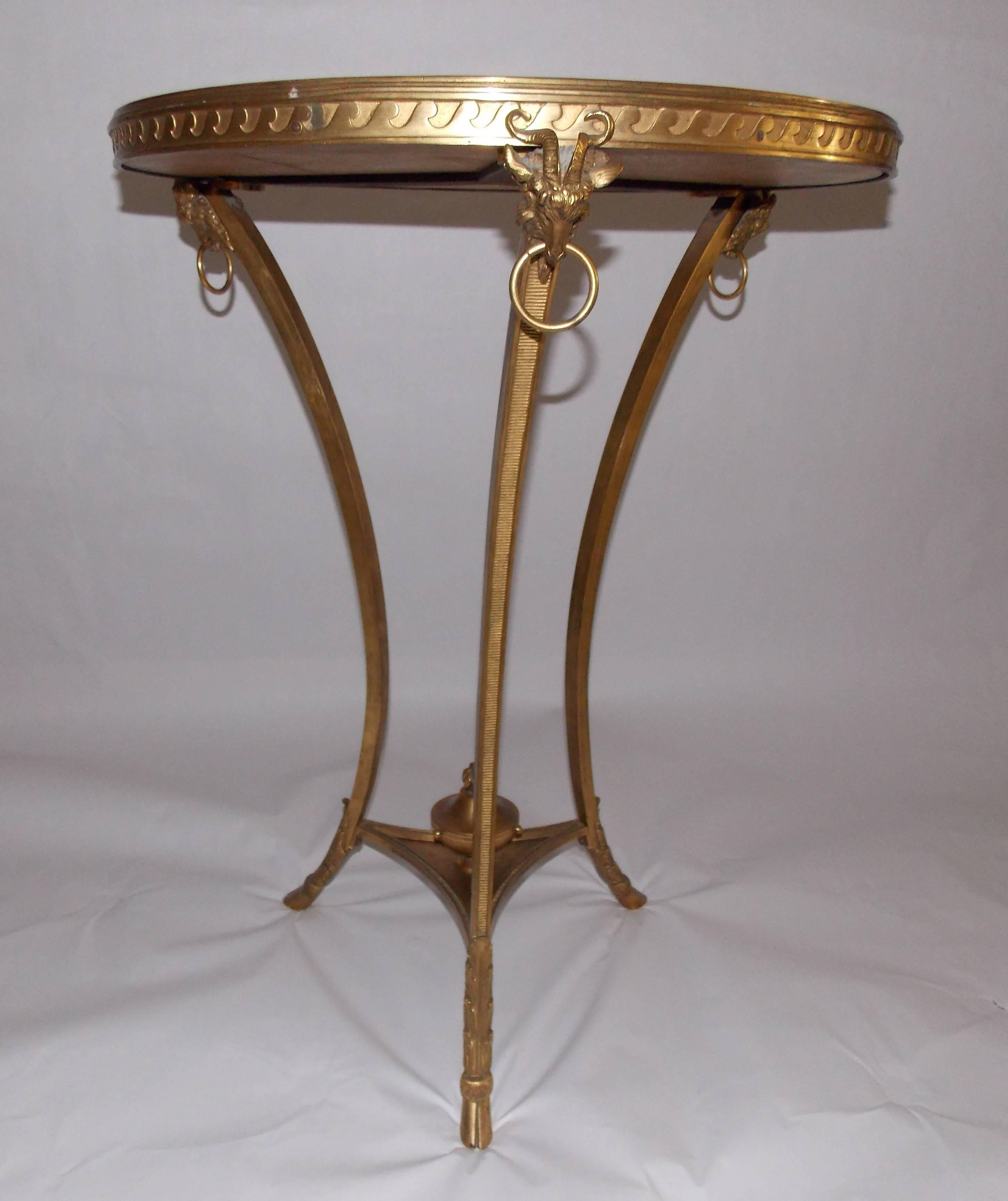 Pair of 19th Century French Louis XVI Style Gilt Bronze Gueridon Tables In Excellent Condition In Wichita, KS