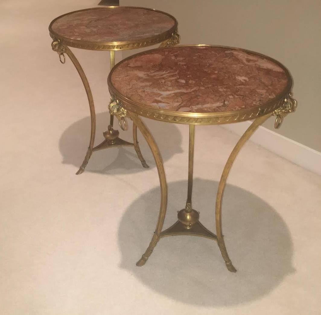 Pair of 19th Century French Louis XVI Style Gilt Bronze Gueridon Tables 4
