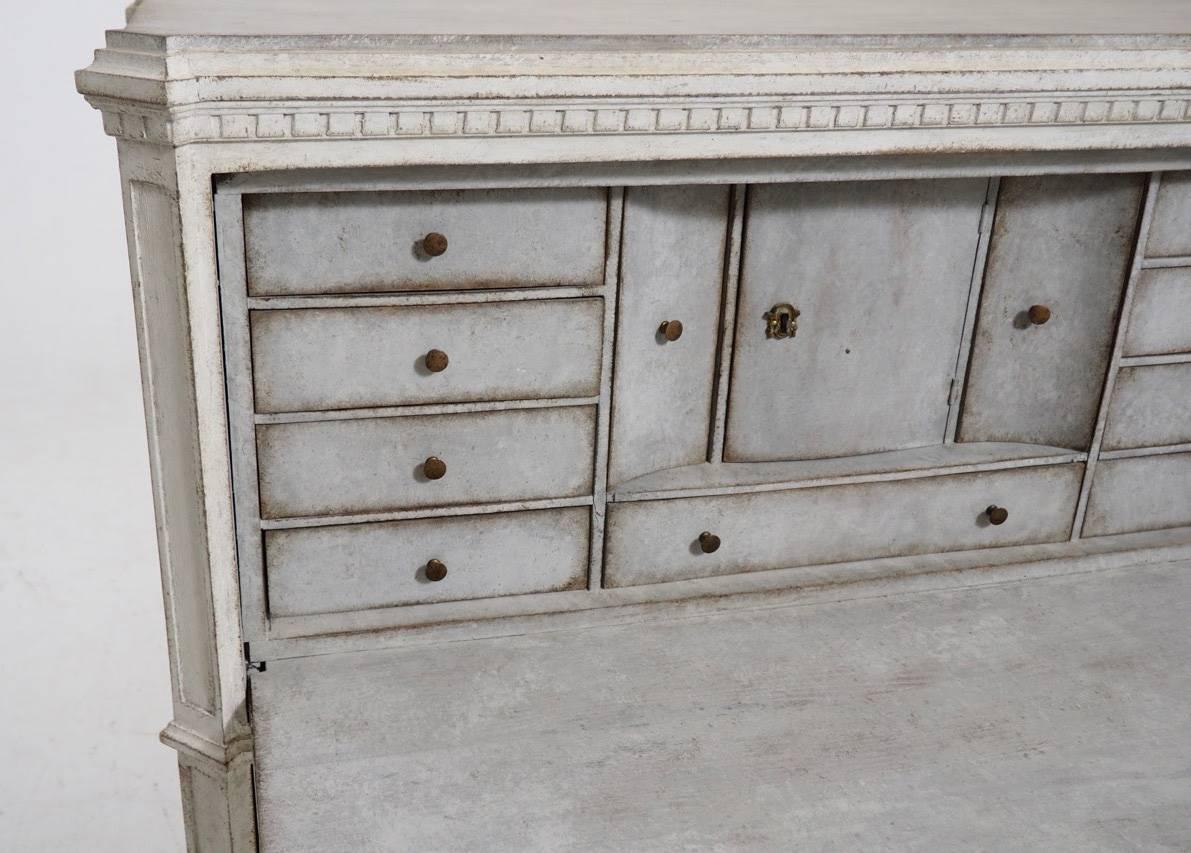 Antique Swedish Gustavian Fall-Front Secretary with Reeded Detail, 19th Century 1