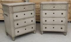 Swedish Late Gustavian Pair of Antique Chests with Marbleized Tops, 19th Century