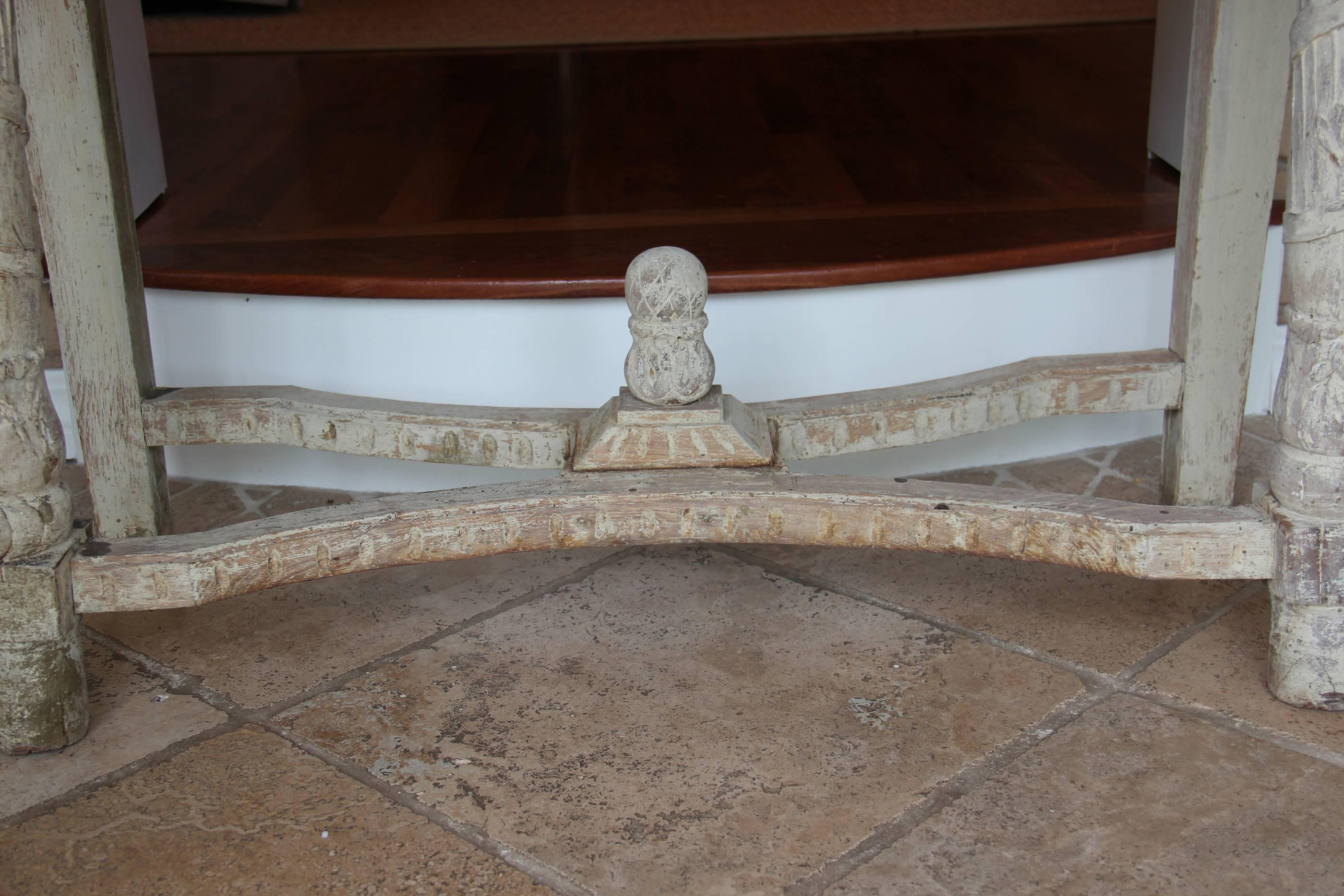French Antique Carved Console Table in Original Paint, 19th Century, Louis XVI 7