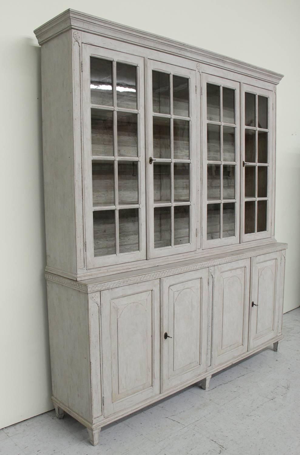 Swedish Late Gustavian Antique Four-Door Glass Vitrine Cabinet, 19th Century 3