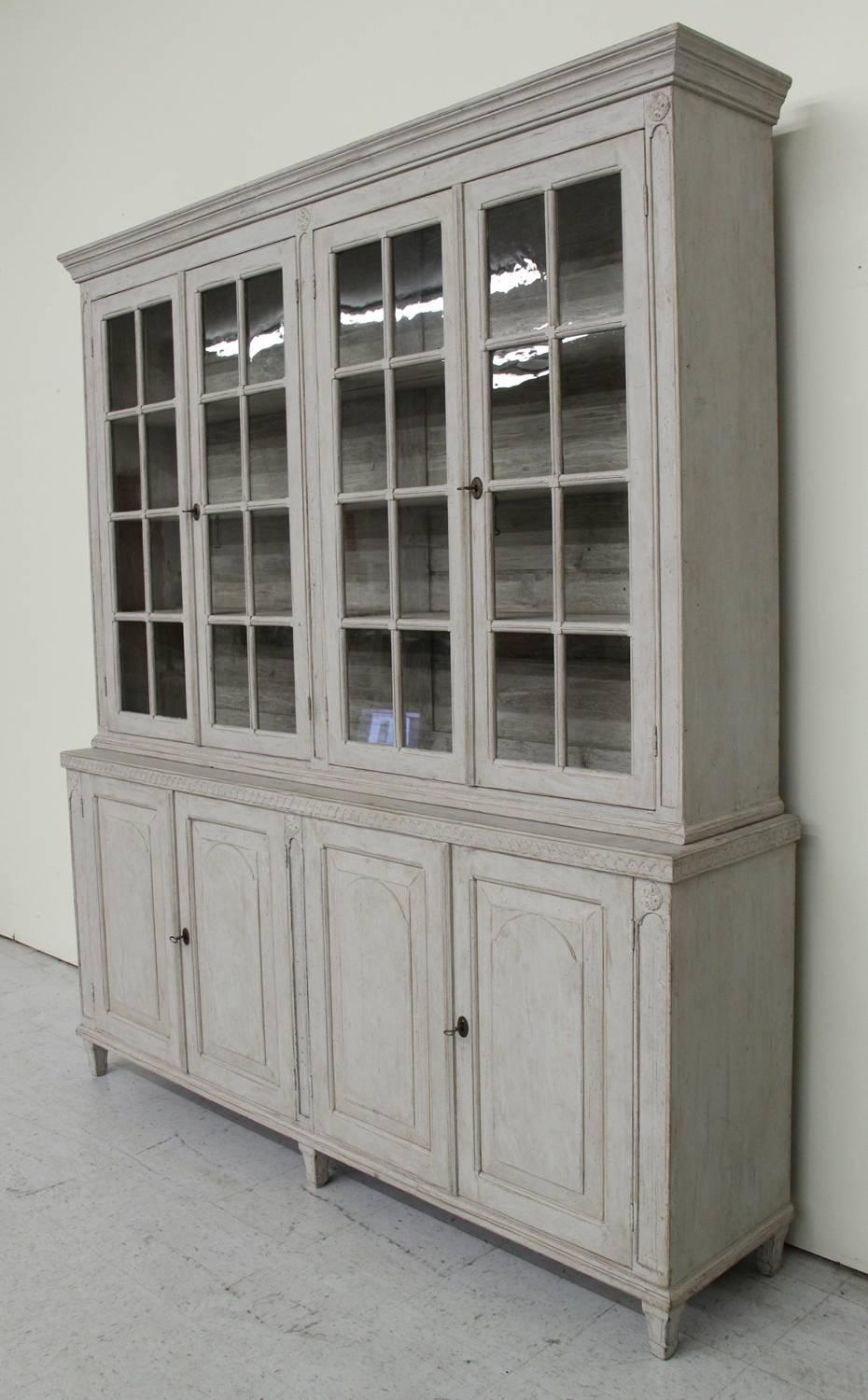 Swedish Late Gustavian Antique Four-Door Glass Vitrine Cabinet, 19th Century 2