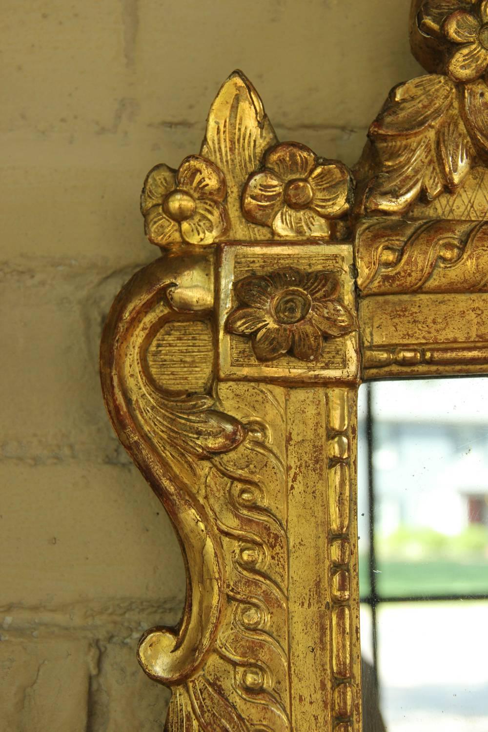 18th Century and Earlier French Louis XVI Richly Carved Gilt Mirror for Vanity or Wall, 18th Century