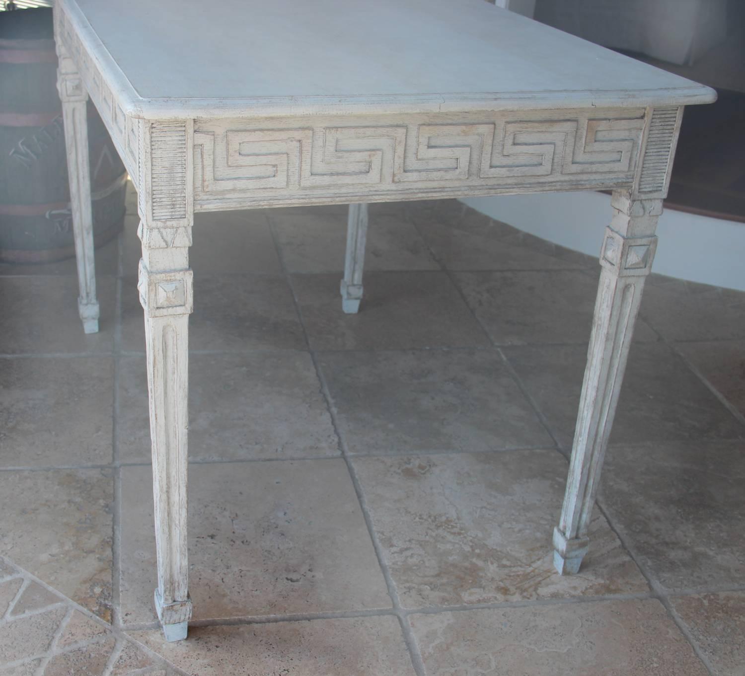 Swedish Gustavian Painted Writing Desk with Drawer or Vanity Console Table In Excellent Condition In Wichita, KS