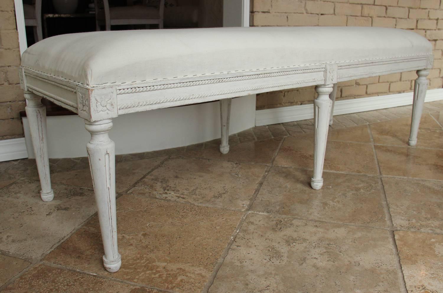 19th Century Swedish Gustavian Period Painted Bench 2