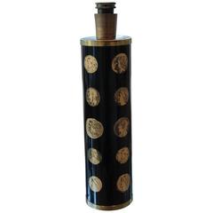 Piero Fornasetti Black and Gold "Cameo" Mid-Century Italian Table Lamp 9