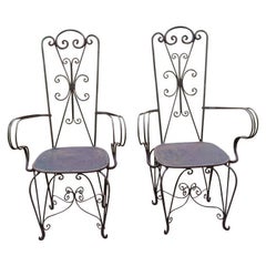 French Art Deco Pair of High Back Iron Armchairs, circa 1940 10