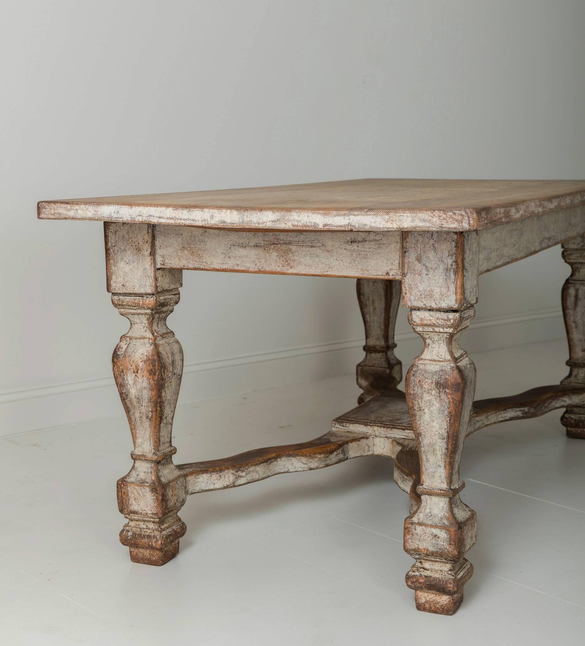 18th Century Swedish Period Baroque Oak Library Desk or Center / Dining Table In Excellent Condition In Wichita, KS