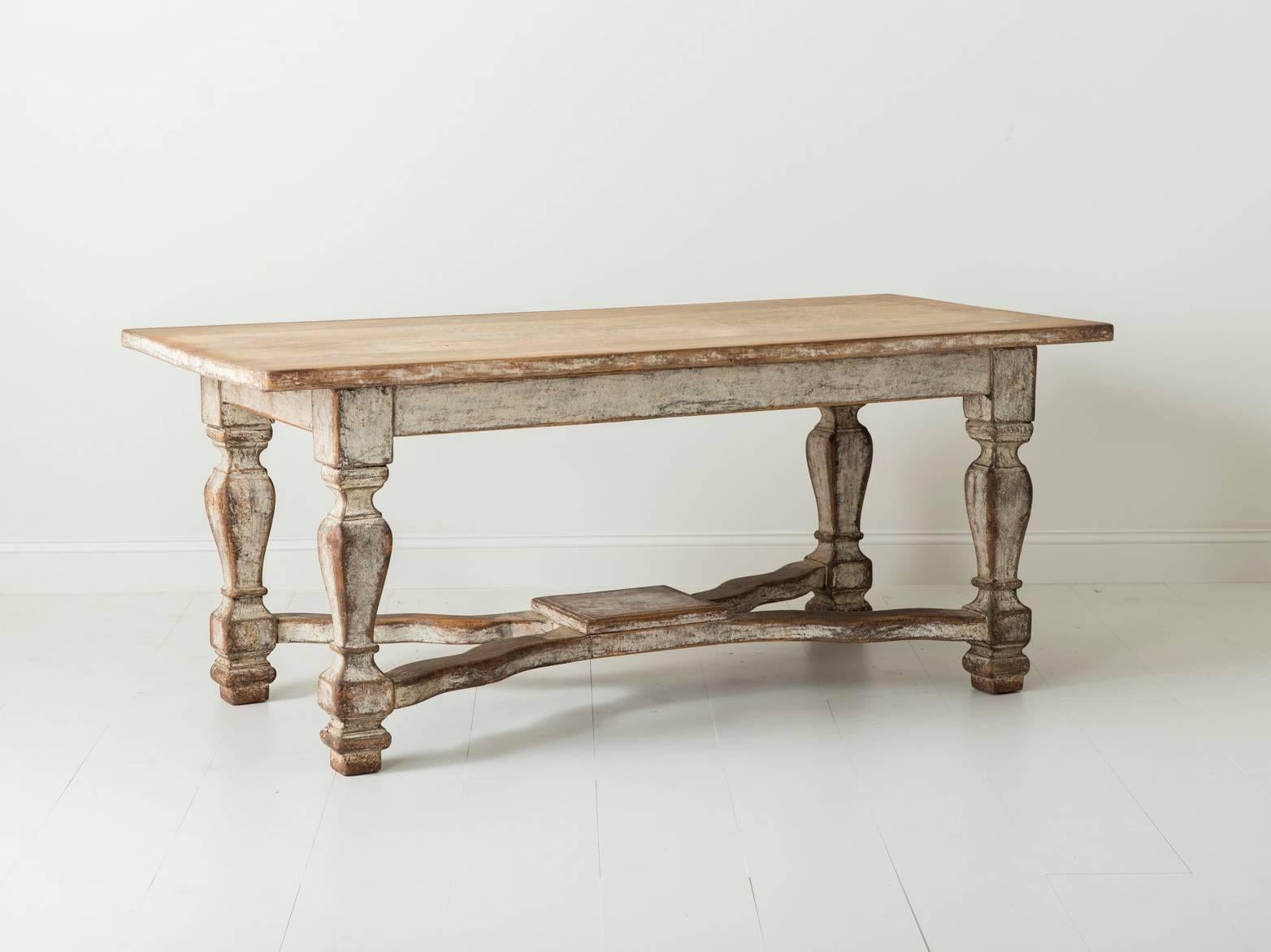 18th Century and Earlier 18th Century Swedish Period Baroque Oak Library Desk or Center / Dining Table