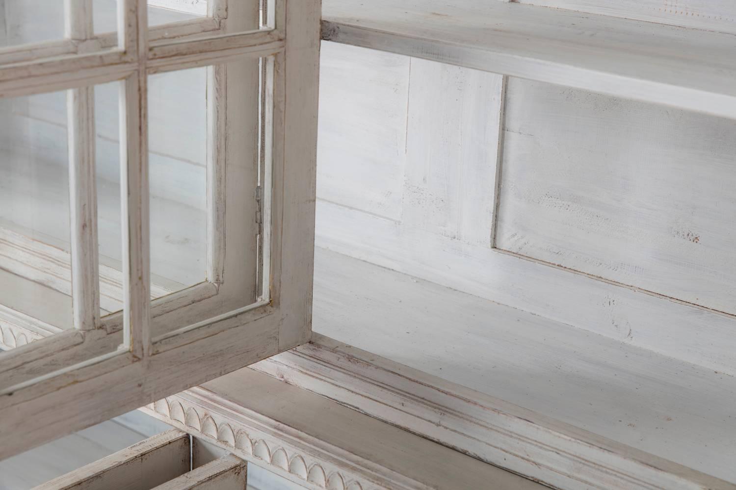 Wood 19th Century Swedish Gustavian Four-Door Glass Vitrine Bookcase Cabinet