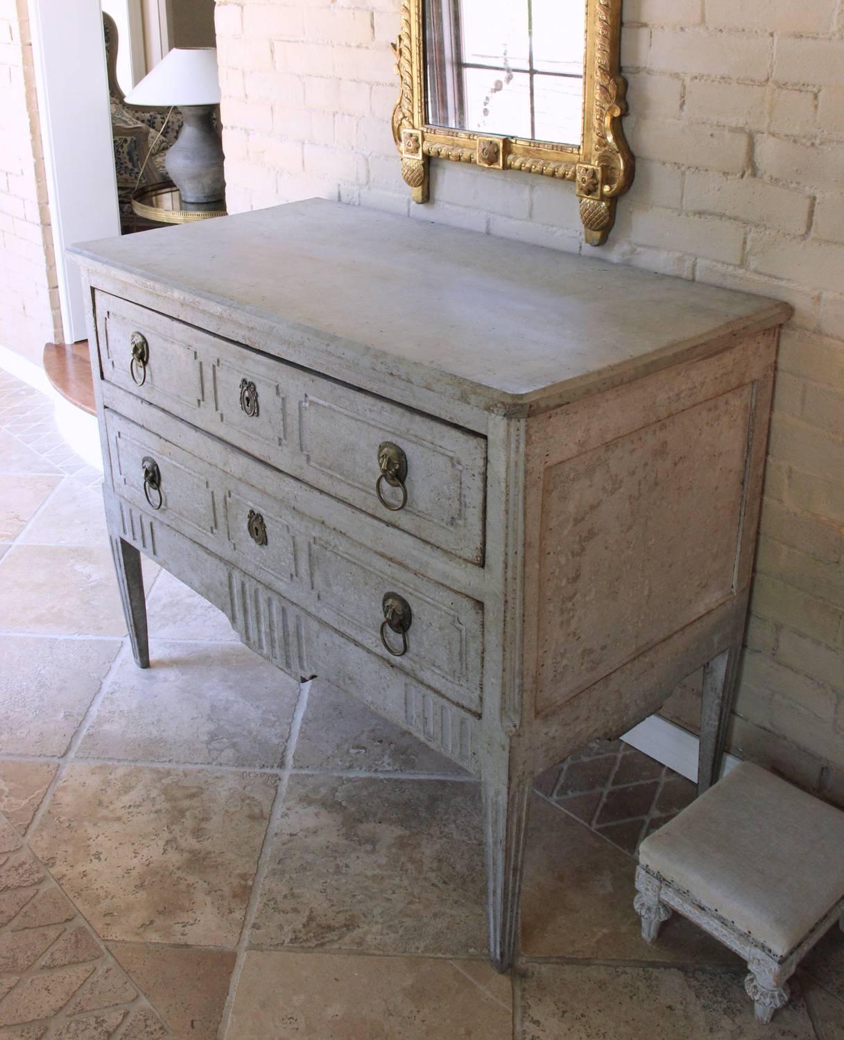 18th Century and Earlier 18th Century Italian Neoclassical Richly Carved and Painted Commode