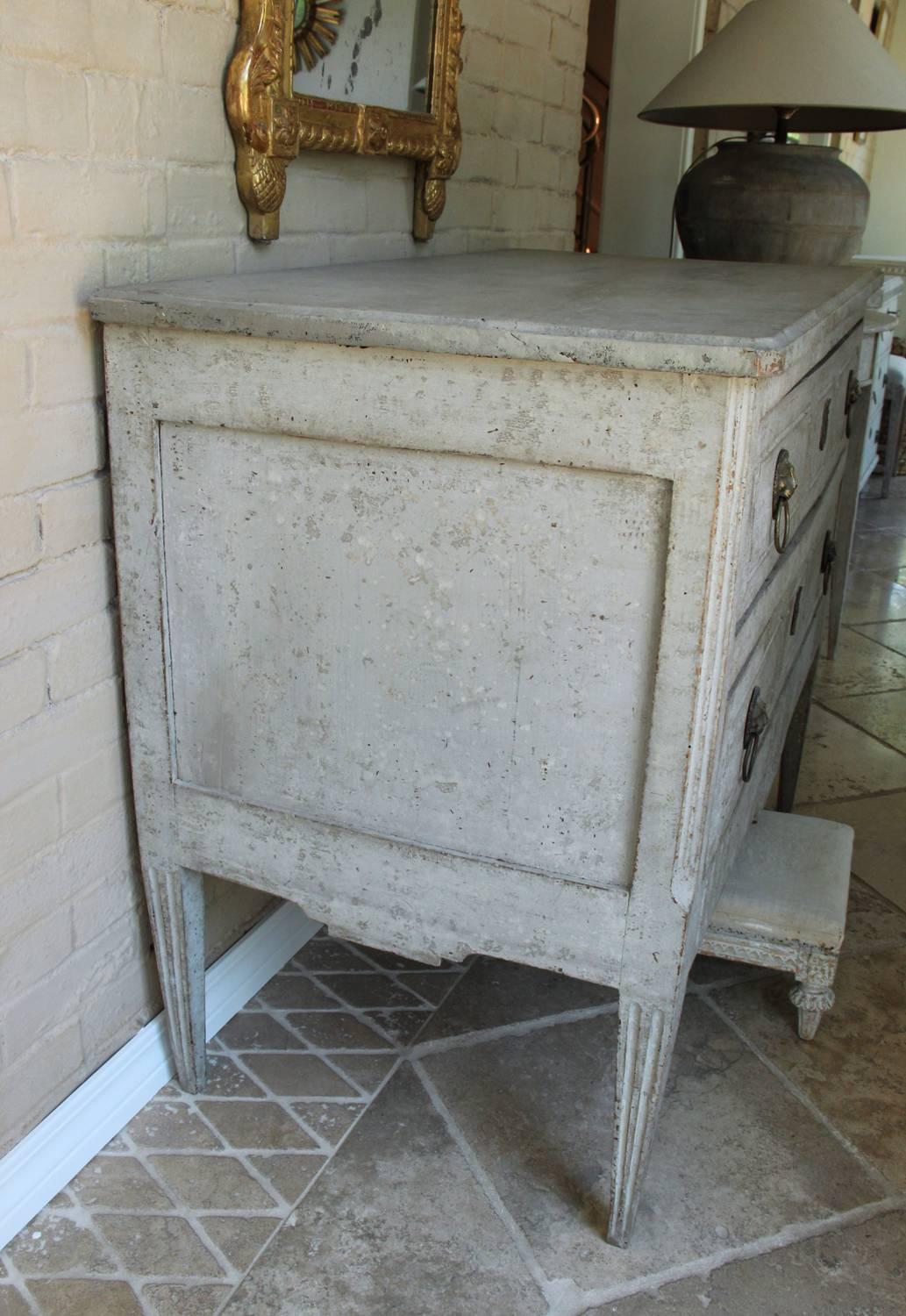 Wood 18th Century Italian Neoclassical Richly Carved and Painted Commode