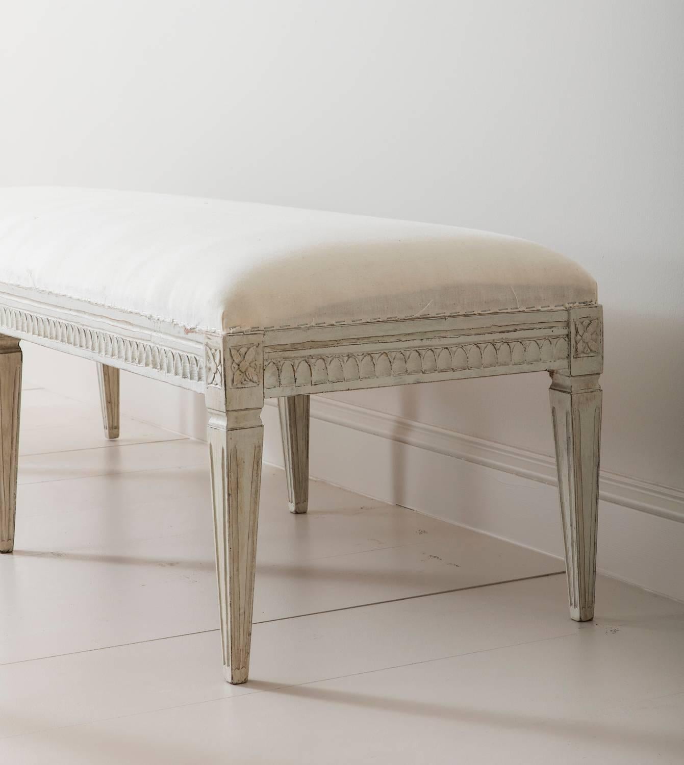 Hand-Crafted 19th Century Swedish Gustavian Period Footstool or Bench
