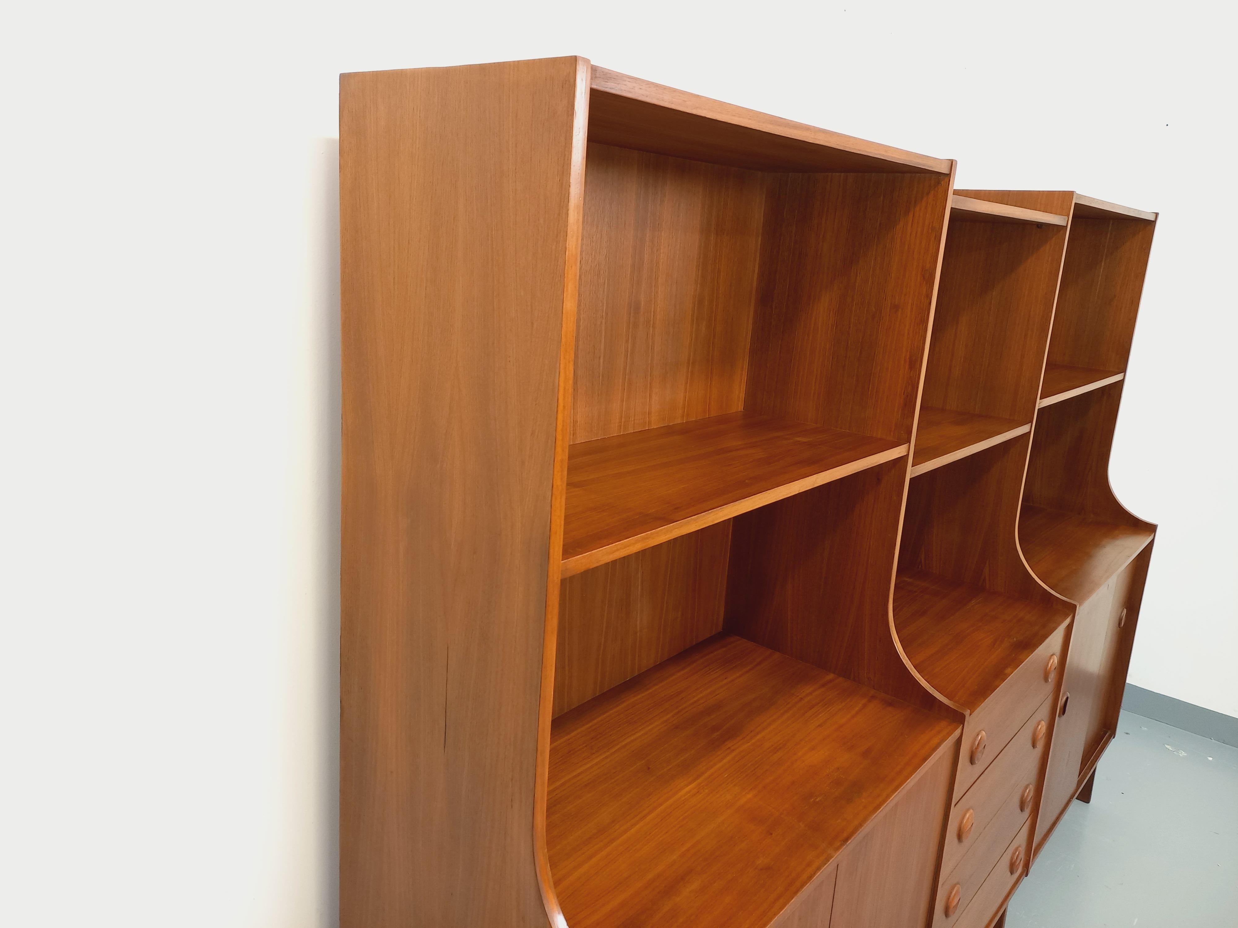 Scandinavo moderno Meuble de rangement bibliothèque scandinave vintage 3 parties en teck années 60 in vendita